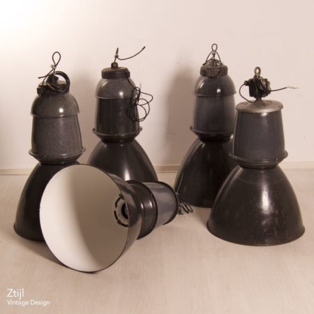 Grote Emaille Fabriekslamp van EFC, 1950s &#8211; (2)