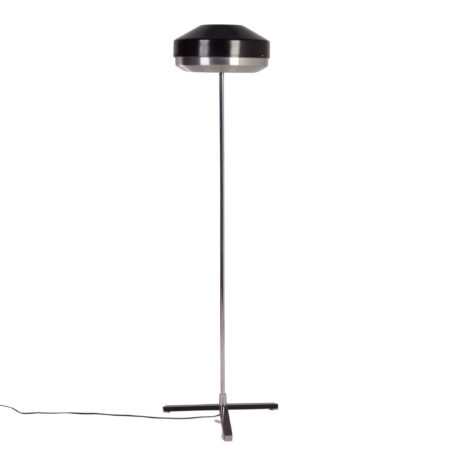 Zwart Chromen Vloerlamp van Hagoort Lampen, 1960s