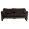 Maralunga 2-Zitsbank van Vico Magistretti voor Cassina, 1970s – Zwart Leer