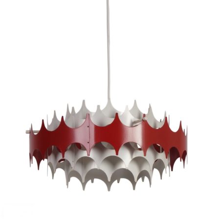 Wit en Rood Metalen Hanglamp van Doria, 1960s