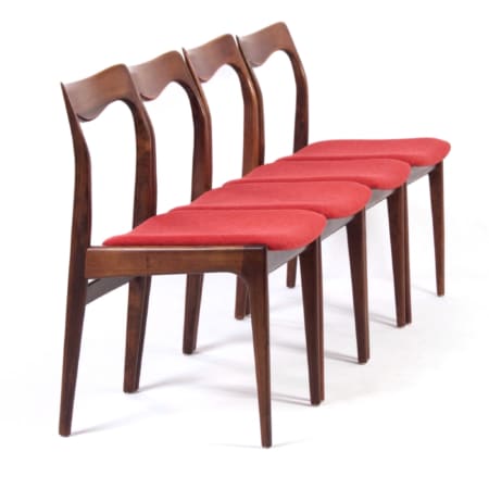 Rode Palissander Eetkamer Stoelen van AWA - 1960s, set van 4