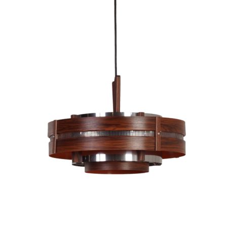 Vintage Hanglamp met Houtnerf Patroon, ca 1970
