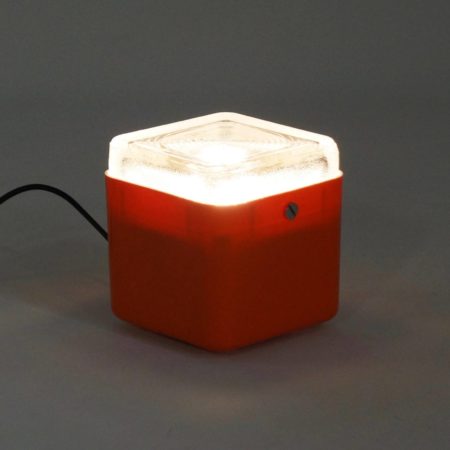 Oranje Kubus Lampje van Lamperti Robbiate, Italië 1970s