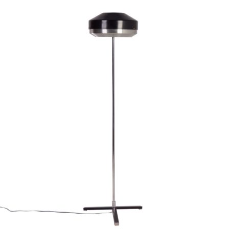 Zwart Chromen Vloerlamp van Hagoort Lampen, 1960s