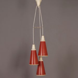 Rode Perfolux Hanglamp van N. Hiemstra voor Hiemstra Evolux, 1950s