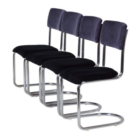 1017 Stoelen van de Wit, 1950s -  nieuwe zwarte en aubergine ribstof