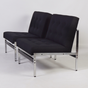 Kho Liang Ie Fauteuils van Artifort, 1958 | Set van Twee Zwarte 020 Stoelen