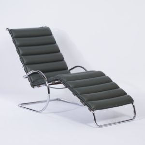 Chaise Longue 242 van Mies van der Rohe voor Knoll, 2000s &#8211; Groen Leer, Verstelbaar
