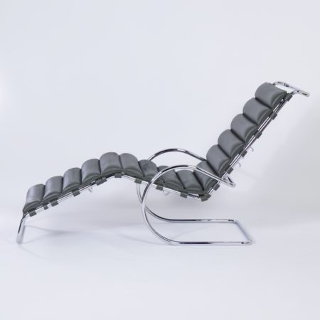Chaise Longue 242 van Mies van der Rohe voor Knoll, 2000s - Groen Leer, Verstelbaar