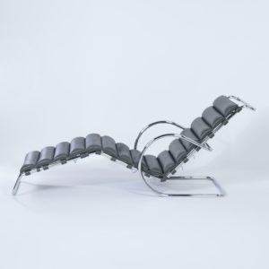 Chaise Longue 242 van Mies van der Rohe voor Knoll, 2000s &#8211; Groen Leer, Verstelbaar