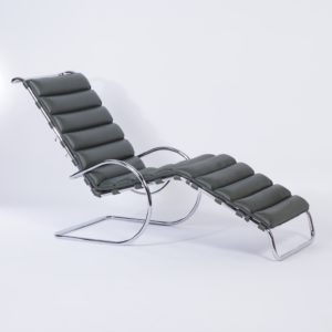 Chaise Longue 242 van Mies van der Rohe voor Knoll, 2000s &#8211; Groen Leer, Verstelbaar