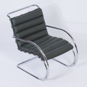 MR40 Lounge Stoel met Hocker van Mies van der Rohe voor Knoll, 2000s – Bauhaus Design, Leder