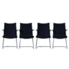 Buisstoelen 3011 van De Wit, 1950s – Set van 4 in Nieuwe Zwarte Ribstof