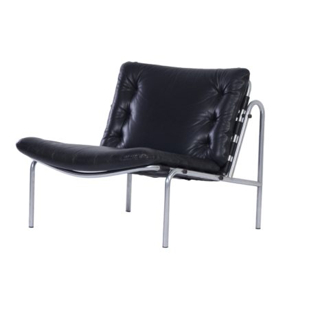 Martin Visser Osaka Fauteuil voor 't Spectrum, 1960s - Zwart Leer