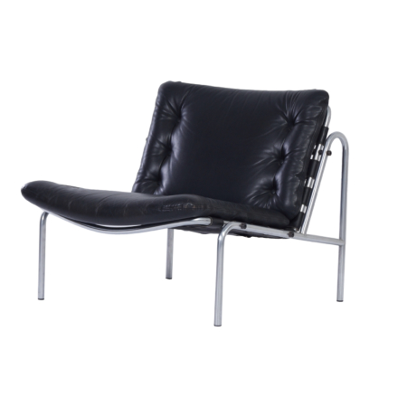 Martin Visser Osaka Fauteuil voor ‘t Spectrum, 1960s – Zwart Leer