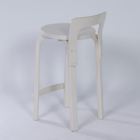 Witte Alvar Aalto Kruk &#8211; Hoge Model k65 voor Artek, 1970s