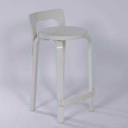 Witte Alvar Aalto Kruk &#8211; Hoge Model k65 voor Artek, 1970s