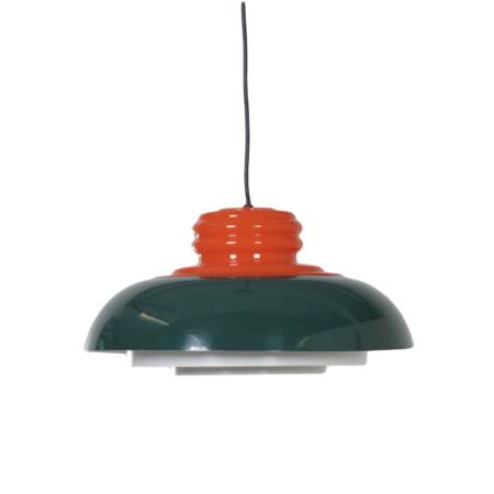 Seventies Hanglamp van Dijkstra Lampen in de Kleuren Oranje en Groen