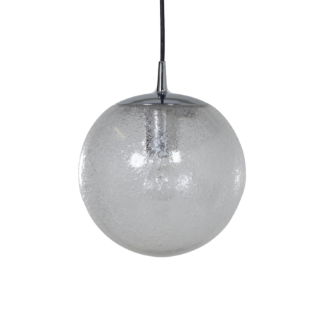 Glazen Hanglamp van Peill & Putzler, 1970s - Transparant Glas met Luchtbellen