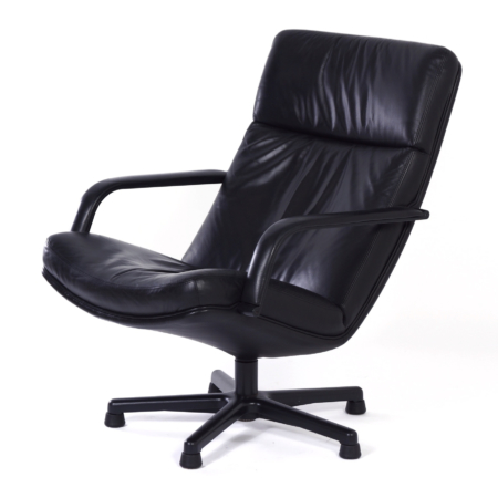 F154 Fauteuil van Geoffrey Harcourt voor Artifort, 1980s – Zwart Leer