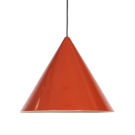 Biljart Hanglamp van Arne Jacobsen voor Louis Poulsen | Oranje Rood Emaille