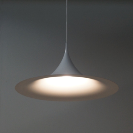 Witte Semi Hanglamp van Bonderup en Thorup voor Fog Morup, 1960s | 60 cm