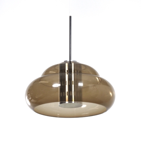 Vintage Hanglamp met Geperforeerd Binnenwerk van Dijkstra Lampen, 1970s