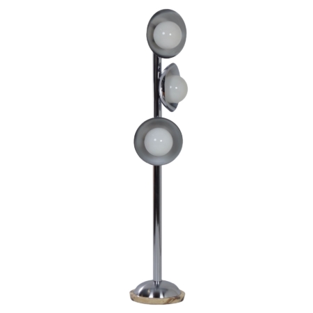 Italiaanse Mid Century Vloerlamp met 3 Lichtpunten, 1970s - Chroom en Marmer