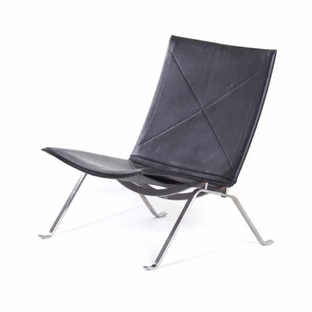 PK22 Fauteuil in Zwart Leder van Poul Kjaerholm voor Fritz Hansen, 1998