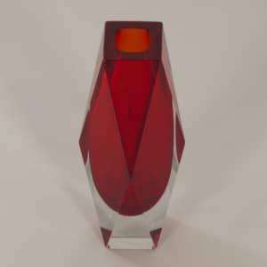 Rode Murano Sommerso Vaas van Luigi Mandruzzato, 1960s &#8211; 30 cm