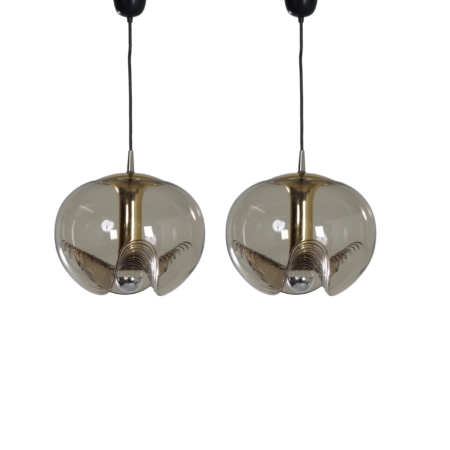 Paar Futura Hanglampen van Kristalglas van Peill & Putzler, 1970s
