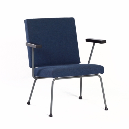 Blauwe 1401 Fauteuil van Wim Rietveld voor Gispen, 1950s