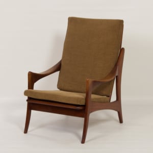 Organische Teakhouten Fauteuil met Hoge Rugleuning van De Ster, 1960s