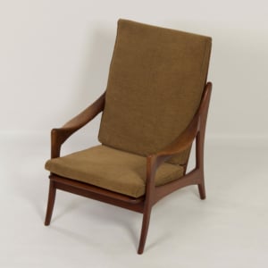 Organische Teakhouten Fauteuil met Hoge Rugleuning van De Ster, 1960s
