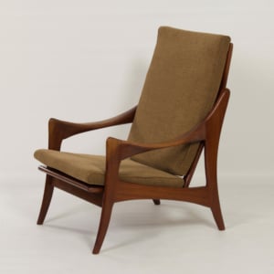 Organische Teakhouten Fauteuil met Hoge Rugleuning van De Ster, 1960s