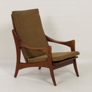 Organische Teakhouten Fauteuil met Hoge Rugleuning van De Ster, 1960s