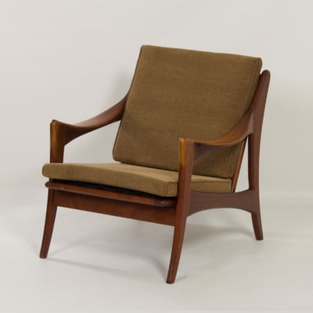 Organische Teakhouten Fauteuil met Lage Rugleuning van De Ster, 1960s