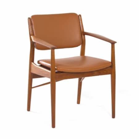 Deense Armstoel van Arne Vodder voor Sibast, 1960s - Cognac Bruin Leer
