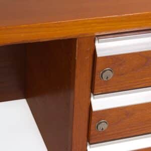 Vintage Mahoniehouten Directiebureau – 1970s design, 180&#215;80 cm, Uitschuifbaar Blad