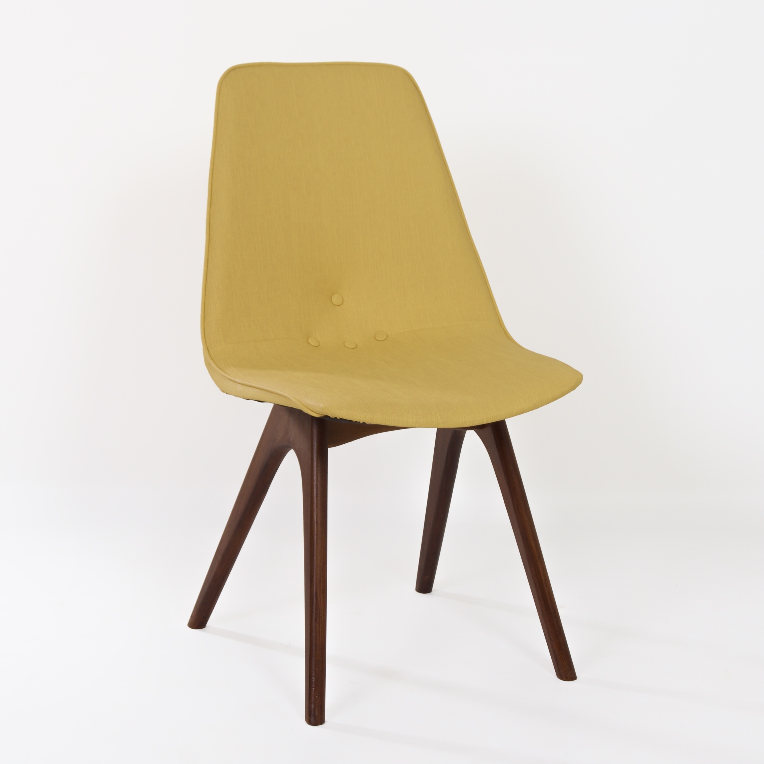 Teakhouten Eetkamerstoelen met Gele Skai van Van Os uit de jaren 50 – Set van 4