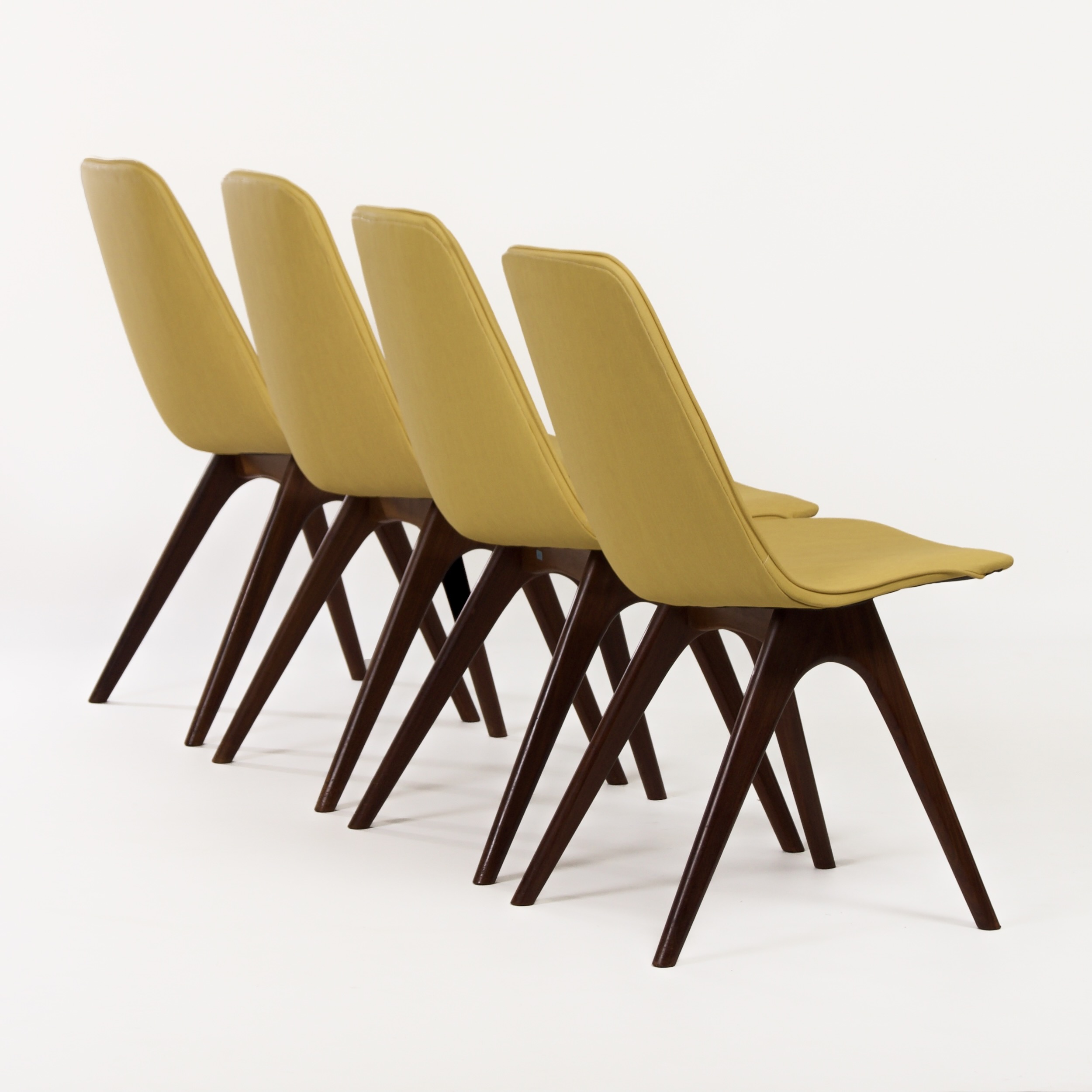Teakhouten Eetkamerstoelen met Gele Skai van Van Os uit de jaren 50 – Set van 4