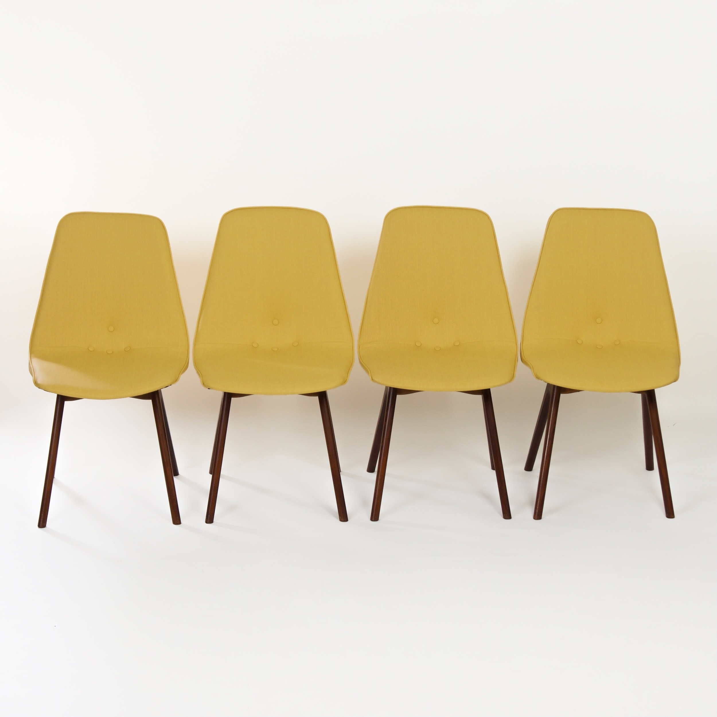 Teakhouten Eetkamerstoelen met Gele Skai van Van Os uit de jaren 50 – Set van 4