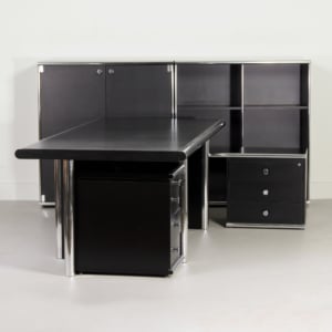 Directiekamer ‘Big’ van Guido Faleschini voor i4 Mariani, 2000s – 5-delige luxe set, zwart &#038; chroom