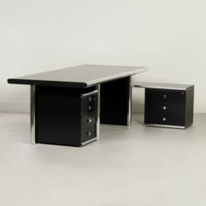 Directiekamer ‘Big’ van Guido Faleschini voor i4 Mariani, 2000s – 5-delige luxe set, zwart &#038; chroom