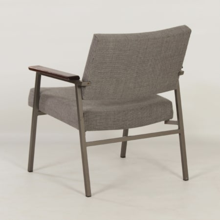 Damesfauteuil met Teakhouten Armleuningen van Avanti, 1960s &#8211; Opnieuw Gestoffeerd Gemêleerd Bruin