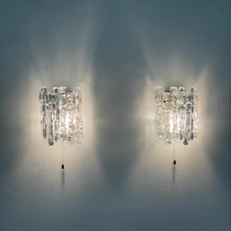 Paar Wandlampen in Mat IJsglas van J. T. Kalmar voor Kalmar Franken KG, 1960s