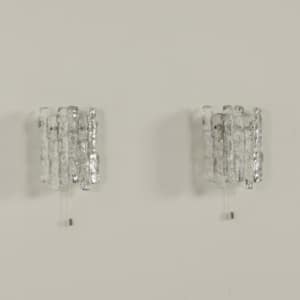 Paar Wandlampen in Mat IJsglas van J. T. Kalmar voor Kalmar Franken KG, 1960s