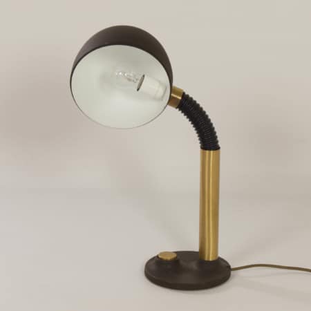 Bureaulamp in Bruin Metaal en Messing van Hillebrand Leuchten, 1970s