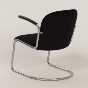 Originele 413 Fauteuil van W. H. Gispen voor Gispen, 1950s | Nieuwe Zwarte Manchester Rib