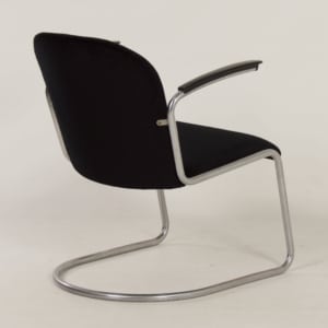 Originele 413 Fauteuil van W. H. Gispen voor Gispen, 1950s | Nieuwe Zwarte Manchester Rib
